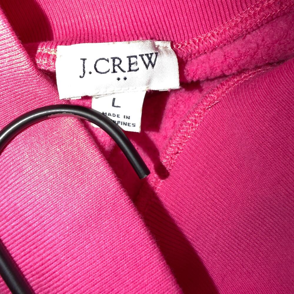 J. Crew Wide Button-Collar Tunic Sweatshirt Hot Pink Cloudspun Fleece Size L - Picture 4 of 7